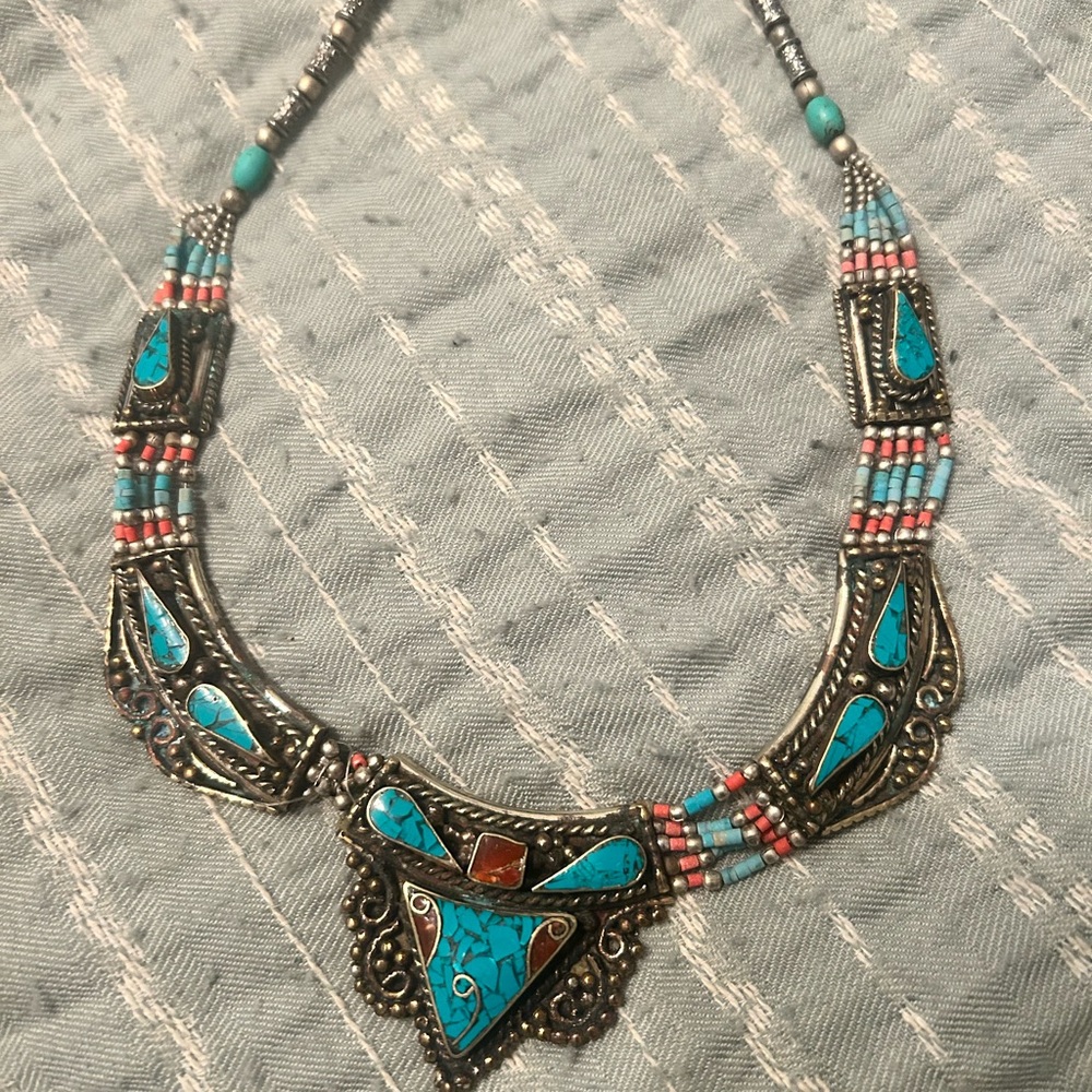 Turquoise and Silver Women's Necklace